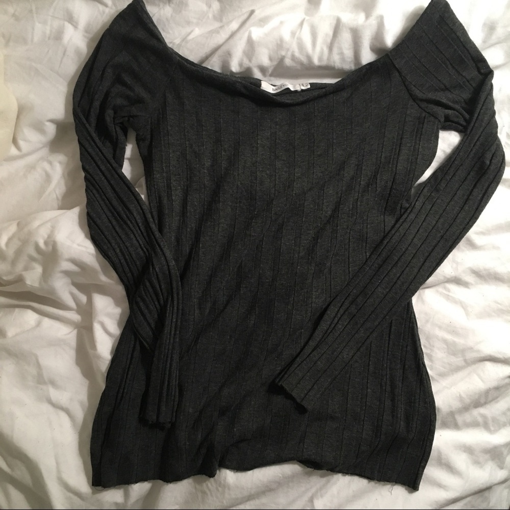 Dark Gray Off-Shoulder Top